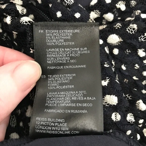 Reiss Amadeus Dress in Navy & White Print - Picture 8 of 9